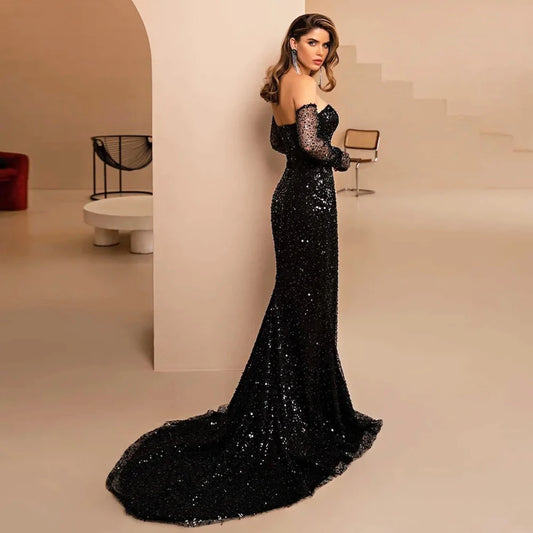 Luxury Beads Sequin Evening Dress for Women 2024