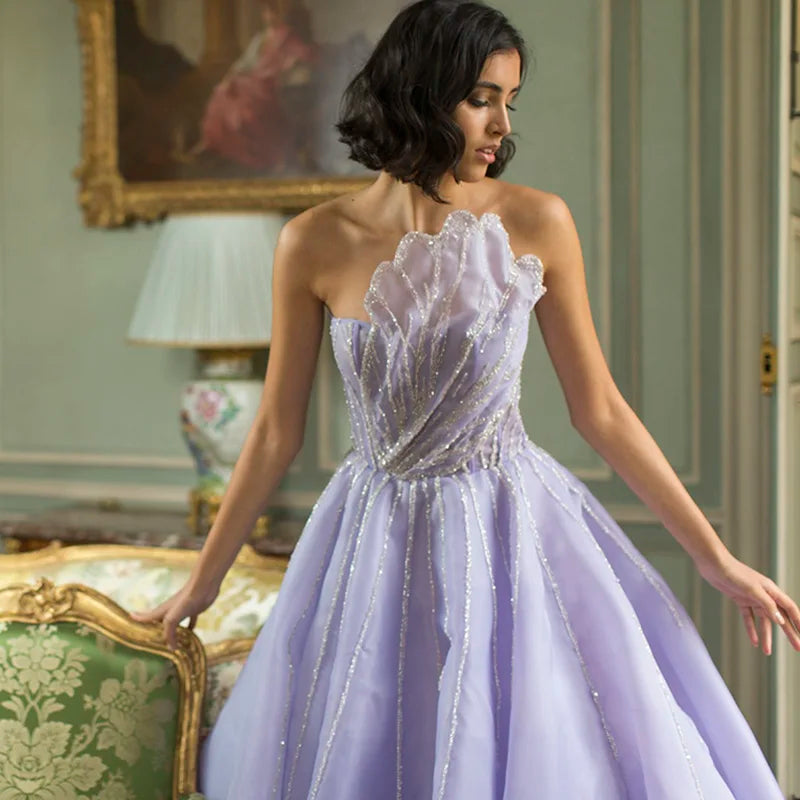 Luxury Beaded Lilac Evening Dress