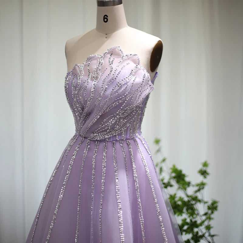 Luxury Beaded Lilac Evening Dress