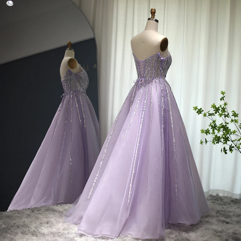 Luxury Beaded Lilac Evening Dress