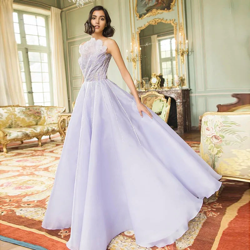 Luxury Beaded Lilac Evening Dress